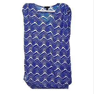 J. Crew Blue and White Patterned Swim Cover-Up Sz S